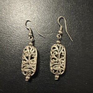 Sterling Silver Vintage Filigree Floral Dangle Earrings - Beautiful Set